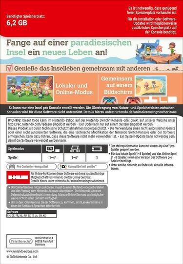 Animal Crossing: New Horizons: peso de la descarga y compatibilidad amiibo