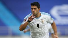 Luis Su&aacute;rez, jugador de Uruguay, en el partido ante Colombia por Eliminatorias