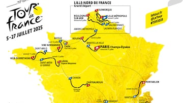 Mapa con el recorrido del Tour de Francia 2025.