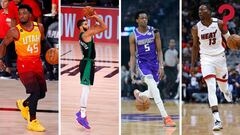 Donovan Mitchell, Jayson Tatum, De&#039;Aron Fox y Bam Adebayo, de izquierda a derecha. Los tres primeros han firmado ya sus contratos m&aacute;ximos con sus respectivas franquicias, mientras que el &uacute;ltimo podr&iacute;a hacer lo mismo