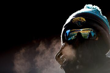 Un seguidor de los Jacksonville Jaguars durante el partido de los Playoff de la NFL contra los Pittsburgh Steelers en Pensilvania.