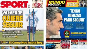 Portadas de los diarios Sport y Mundo Deportivo del d&iacute;a 12 de mayo de 2019.