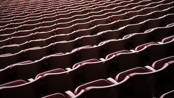 MINNEAPOLIS, MINNESOTA - OCTOBER 24: A view of empty seats before the start of the game between the Michigan Wolverines and the Minnesota Golden Gophers at TCF Bank Stadium on October 24, 2020 in Minneapolis, Minnesota.   David Berding/Getty Images/AFP
 =