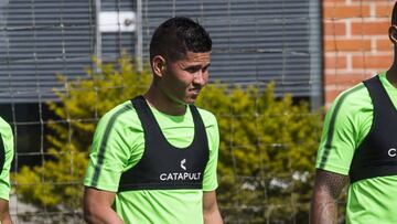 El volante colombiano Jorman Campuzano durante un entrenamiento con Atlético Nacional antes del Torneo Fox Sports 2019