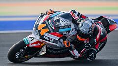 Doha (Qatar), 08/03/2024.- Spanish Moto2 rider Aron Canet and Fantic Racing in action during the free practice session of the Motorcycling Grand Prix of Qatar at the Losail International Circuit in Doha, Qatar, 08 March 2024. The 2024 MotoGP World Championship season's first race will be held at Losail International Circuit on 10 March. (Motociclismo, Ciclismo, Catar) EFE/EPA/NOUSHAD THEKKAYIL
