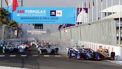 Salida del ePrix de Marrakech 2019 con Bird (2) y Vergne (25) luchando por conseguir el liderato.