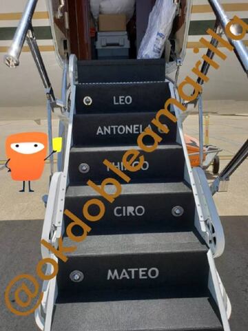 The steps on Messi's new jet contain names of the members of his family