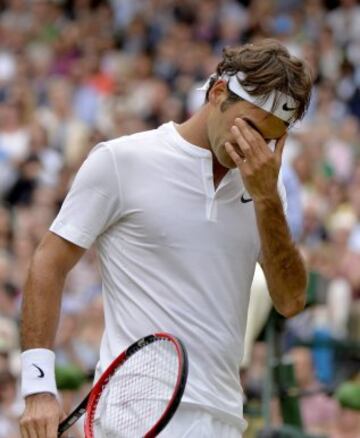 Roger Federer durante la final masculina de Wimbledon.