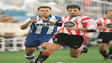 Imagen del Málaga-Logroñés del 22-11-1998. El de la izquierda con el Malaga es Ruano