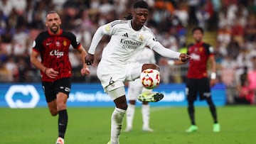 Soccer Football - Spanish Super Cup - Semi Final - Real Madrid v RCD Mallorca - King Abdullah Sports City, Jeddah, Saudi Arabia - January 9, 2025 Real Madrid's Eduardo Camavinga in action REUTERS/Pedro Nunes