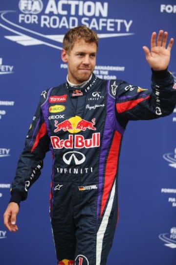 El piloto de Red Bull Sebastian Vettel celebra la pole del GP de Canadá