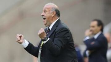 El seleccionador espa&ntilde;ol Vicente del Bosque (i) da instrucciones a sus jugadores durante el partido de la Eurocopa (Grupo C) disputado entre Espa&ntilde;a e Italia en el estadio PGE Arena de Gdansk (Polonia).