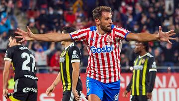 Stuani celebra el gol del empate contra el Zaragoza en la primera vuelta.