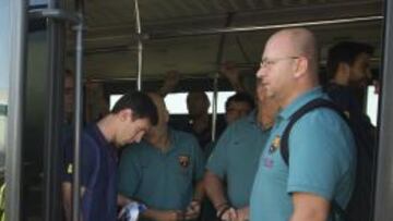 Regreso del FC Barcelona de su gira de pretemporada.