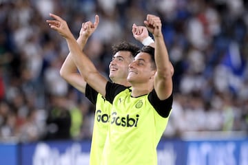 Los jugadores del Girona celebran su ascenso al ganar al Tenerife en el partido de vuelta del playoff de ascenso.