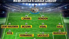 El '11' de estrellas del Newcastle con Vidal junto a Cavani y Bale