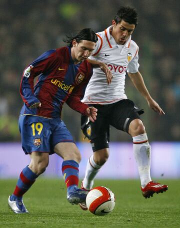 El 27 de febrero de 2008 ante el Valencia en partido de Copa del Rey.