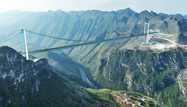 Inaugurado el puente colgante más largo del mundo: levantado a más de 600 metros sobre el río