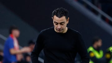 Soccer Football - Copa del Rey - Quarter Final - Athletic Bilbao v FC Barcelona - San Mames, Bilbao, Spain - January 24, 2024 FC Barcelona coach Xavi reacts REUTERS/Vincent West