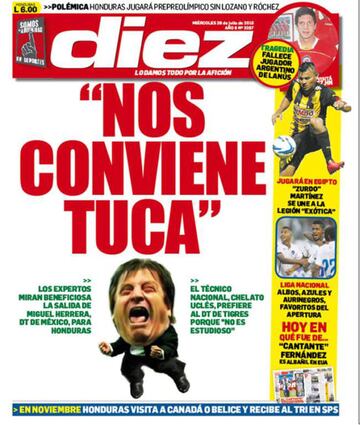 Las 28 portadas más incendiarias del diario Diez contra la Selección Mexicana