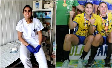 Enfermera de profesión, Chaxiraxi Hernández (Maspalomas, 28 años) compagina su trabajo con el balonmano en el Rocasa, “aunque con cinco operaciones de rodilla en los últimos años, el fin está cerca”. Hace casi dos años que acabó sus estudios y trabaja en un geriátrico, donde es la única enfermera “con cinco auxiliares de compañeras”: “De momento estamos teniendo suerte, no tenemos casos y hemos podido realizar trabajo de prevención, porque nosotros trabajamos con las personas más vulnerables, así que por ahora lo que hemos hecho es aislar a las personas con problemas respiratorios. Aún no estamos en la primera línea”, asegura la extremo, cuyo objetivo “desde pequeña” fue la enfermería.