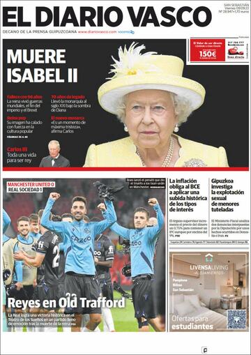 Las portadas de los diarios tras el fallecimiento de Isabel II