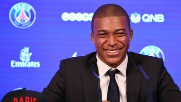 Kylian Mbappé durante la rueda de prensa.
