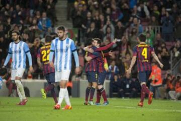Jornada 21. BARCELONA-MÁLAGA 
Celebración del gol de Pedro que supuso el 2-0.