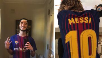 Imágenes del hijo de José Mourinho, José Jr., exhibiendo su barcelonismo