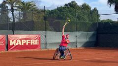 Kike Siscar durante la semifinale de este viernes en el Campeonato de España MAPFRE de Tenis en Silla 2022.