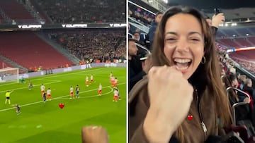 Exclusive footage: Rosalía and Aitana Bonmatí celebrate Raphinha’s big goal at Camp Nou