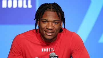 INDIANAPOLIS, INDIANA - MARCH 03: Quarterback Anthony Richardson of Florida speaks to the media during the NFL Combine at Lucas Oil Stadium on March 03, 2023 in Indianapolis, Indiana.   Michael Hickey/Getty Images/AFP (Photo by Michael Hickey / GETTY IMAGES NORTH AMERICA / Getty Images via AFP)