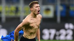 Barella celebra un gol durante el Inter-Verona.