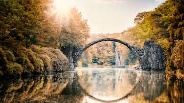 Arch Bridge (Rakotzbrucke or Devils Bridge) in Kromlau, Germany
