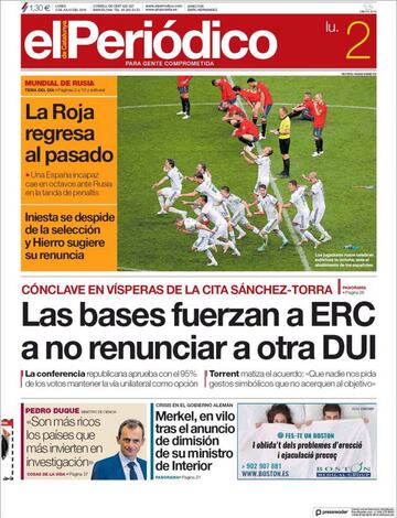 Las portadas de la prensa tras la eliminación de España