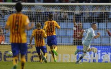 Gol 2-0 de Iago Aspas jugador del Celta de Vigo, durante el partido de la quinta jornada de liga en Primera División que se juega esta noche en el estadio de Balaídos.