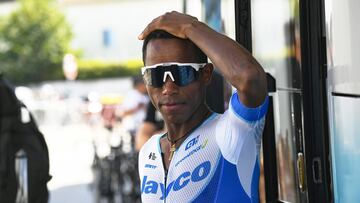 El ciclista et¨ªope del Jayco AlUla Welay Hagos Berhe, durante una etapa de La Vuelta.