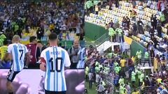 El momento en el que Messi intenta calmar la trifulca en las gradas del Maracaná