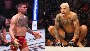 Los peleadores Ilia Topuria y Charles Oliveira.