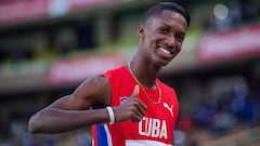 El atleta de triple salto de origen cubano Jordan D&iacute;az, durante una competici&oacute;n.