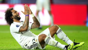 Marcelo se lamenta por una ocasión fallada en la final de la Supercopa.