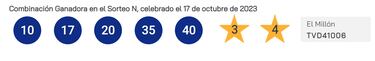 Euromillones: comprobar los resultados del sorteo de hoy, martes 17 de octubre