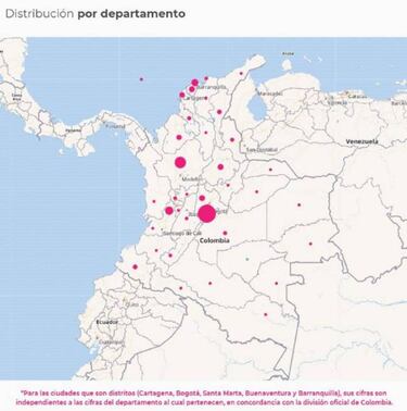 Mapa de casos y muertes por coronavirus por departamentos en Colombia: hoy, 21 de septiembre