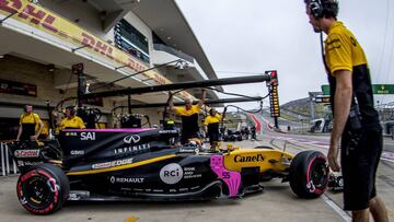 LWS1 AUSTIN (ESTADOS UNIDOS) 20/10/2017.- El piloto espa&ntilde;ol de F&oacute;rmula Uno Carlos Sainz, de la escuder&iacute;a Renault , participa en la primera sesi&oacute;n de entrenamientos libres en el Circuito de las Am&eacute;ricas, en Austin, Texas (Estados Unidos) hoy, 20 de octubre de 2017. El Gran Premio de Estados Unidos se celebra el 22 de octubre. EFE/Srdjan Suki