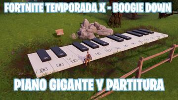 Fortnite Battle Royale - Temporada X | Desaf&iacute;o de Boogie Down: &iquest;d&oacute;nde est&aacute;n el piano enorme y su partitura?