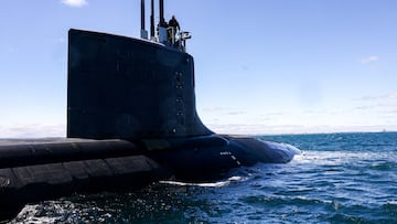 Virginia-class fast attack submarine USS Minnesota (SSN-783) is seen off the coast of Western Australia, Australia March 16, 2025. COLIN MURTY/Pool via REUTERS REUTERS EDITOR'S NOTE: POOL PHOTOGRAPHS WERE REVIEWED BY THE US NAVY AS PART OF THE CONDITIONS OF THE MEDIA ACCESS. NO PHOTOS WERE REMOVED. NO COMMERCIAL OR BOOK SALES.