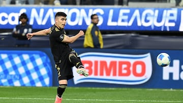 Johan Vasquez of Mexico during the Semifinal match between Canada and Mexican National Team (Mexico) as part Final Four of the Concacaf Nations League 2024-2025 at SoFi Stadium on March 20, 2025 in Inglewood, Los Angeles, California, United States.