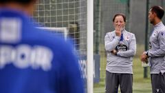 Anquela en un entrenamiento con el Depor