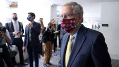 U.S. Senate Majority Leader Mitch McConnell (R-KY) departs after the weekly Senate Republican caucus policy luncheon on Capitol Hill in Washington, U.S. June 30, 2020. REUTERS/Jonathan Ernst