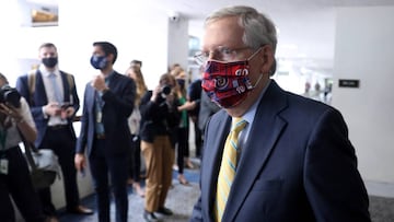 U.S. Senate Majority Leader Mitch McConnell (R-KY) departs after the weekly Senate Republican caucus policy luncheon on Capitol Hill in Washington, U.S. June 30, 2020. REUTERS/Jonathan Ernst